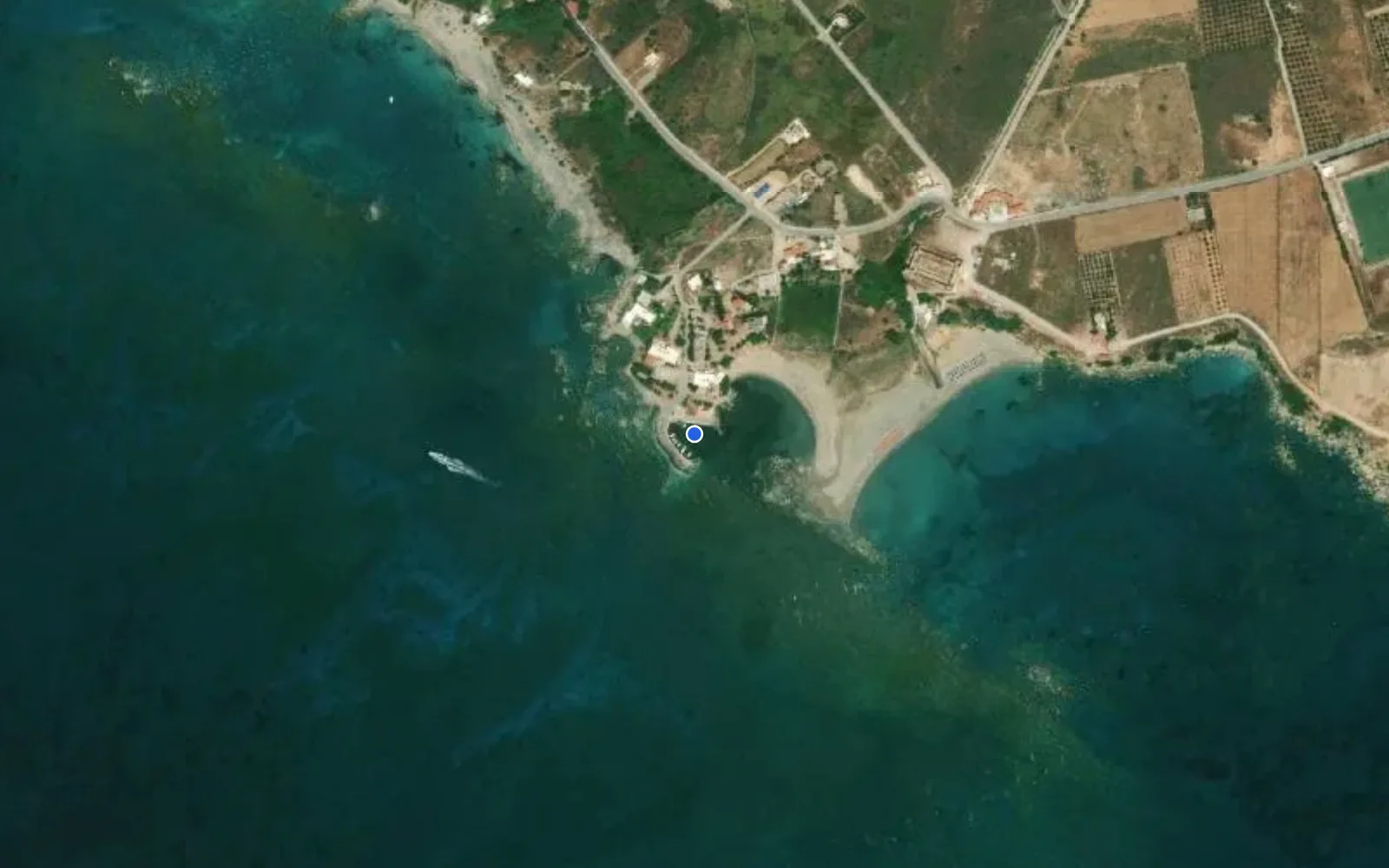 Satellite and nautical chart view of Marina of Frangokastello