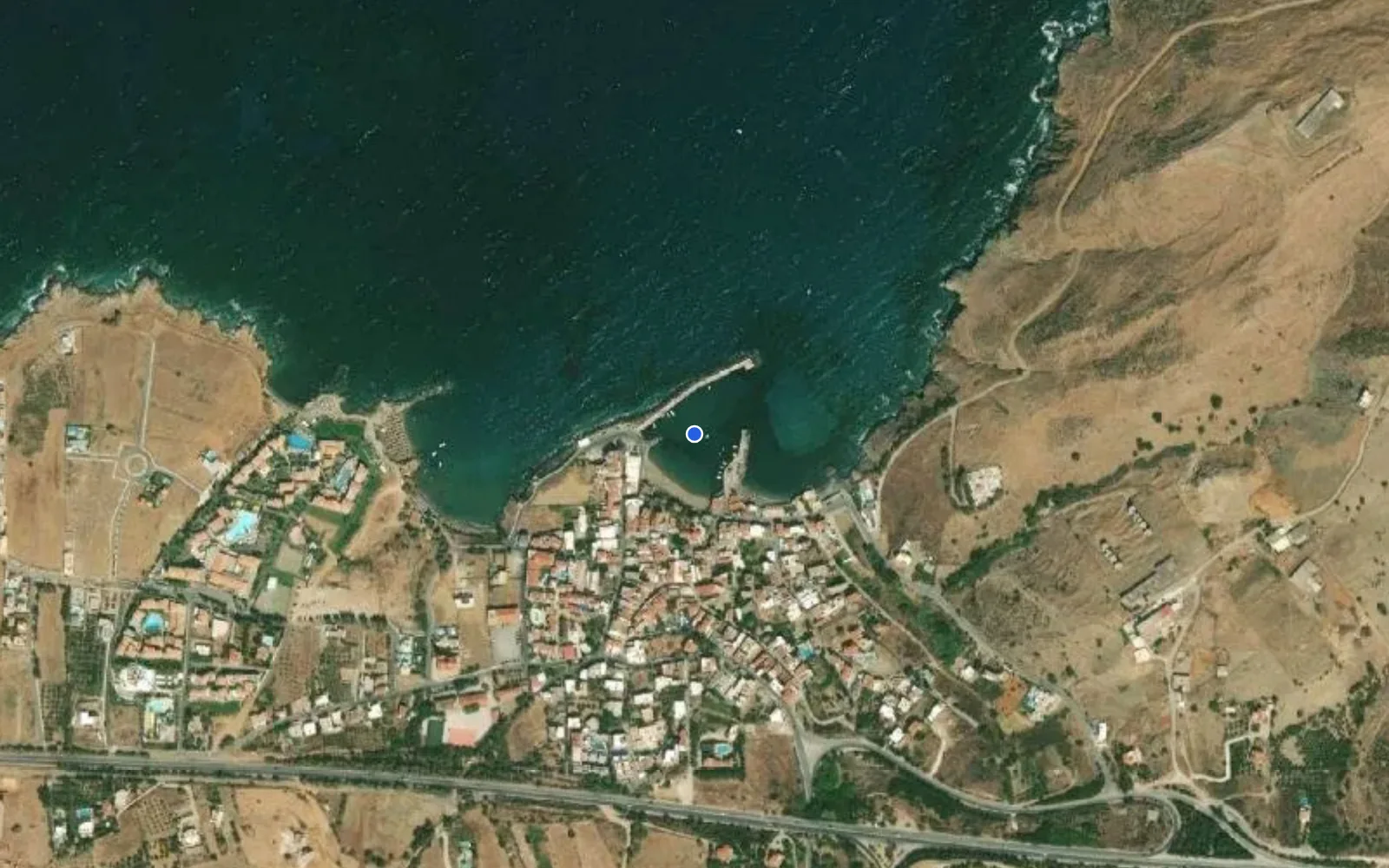 Satellite and nautical chart view of Marina of Panormos