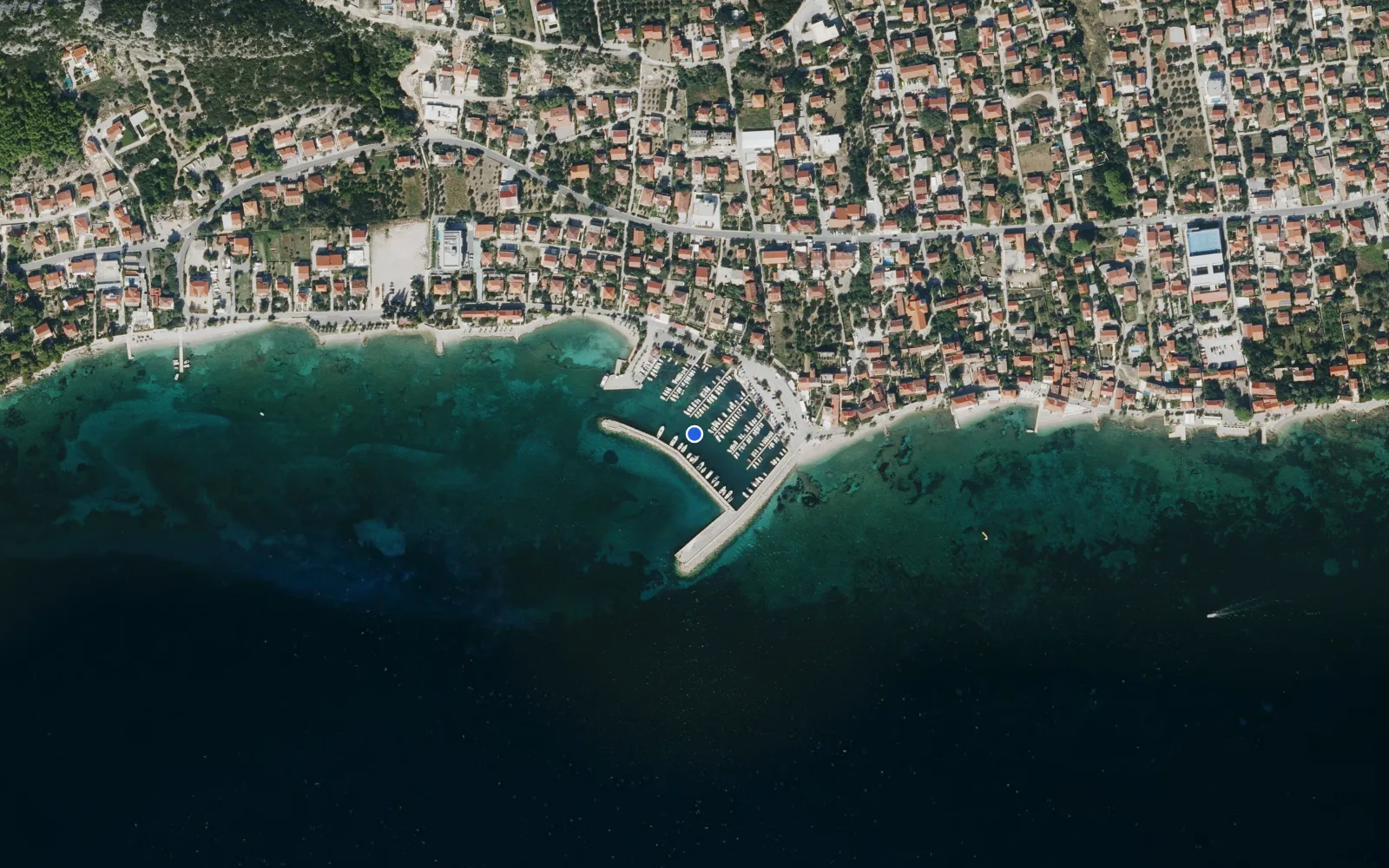 Satellite and nautical chart view of Marina Orebic