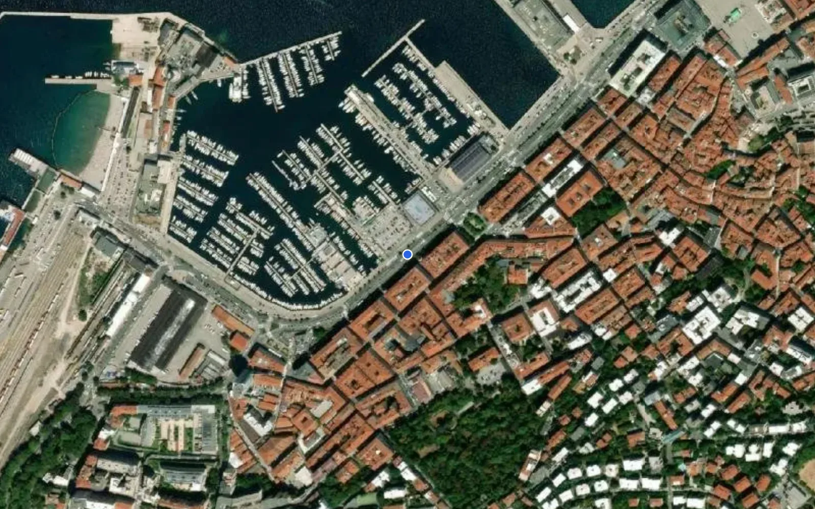 Satellite and nautical chart view of Marina San Giusto