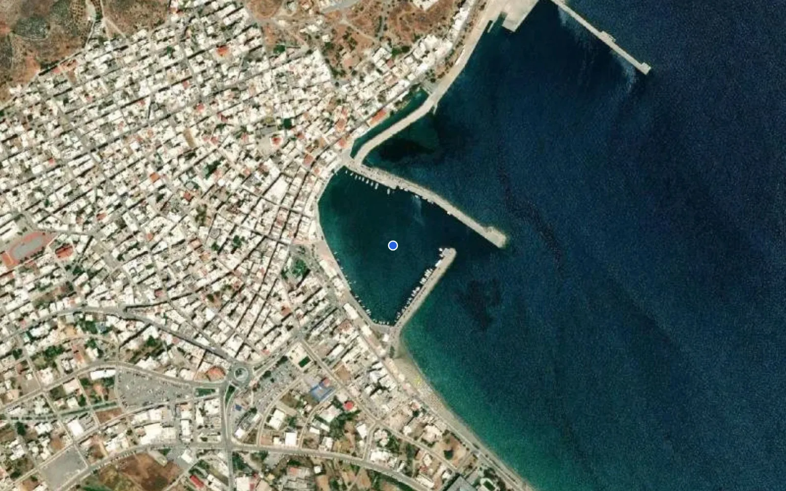 Satellite and nautical chart view of Marina Sitia