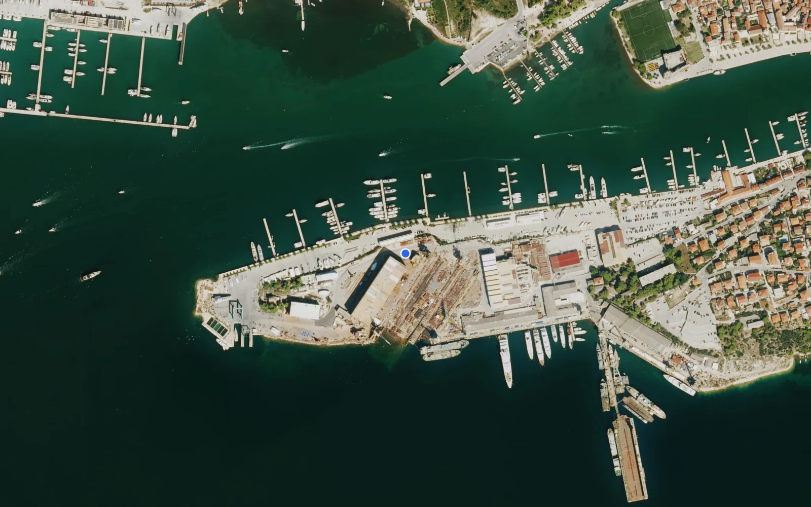 Satellite and nautical chart view of Marina Trogir SCT