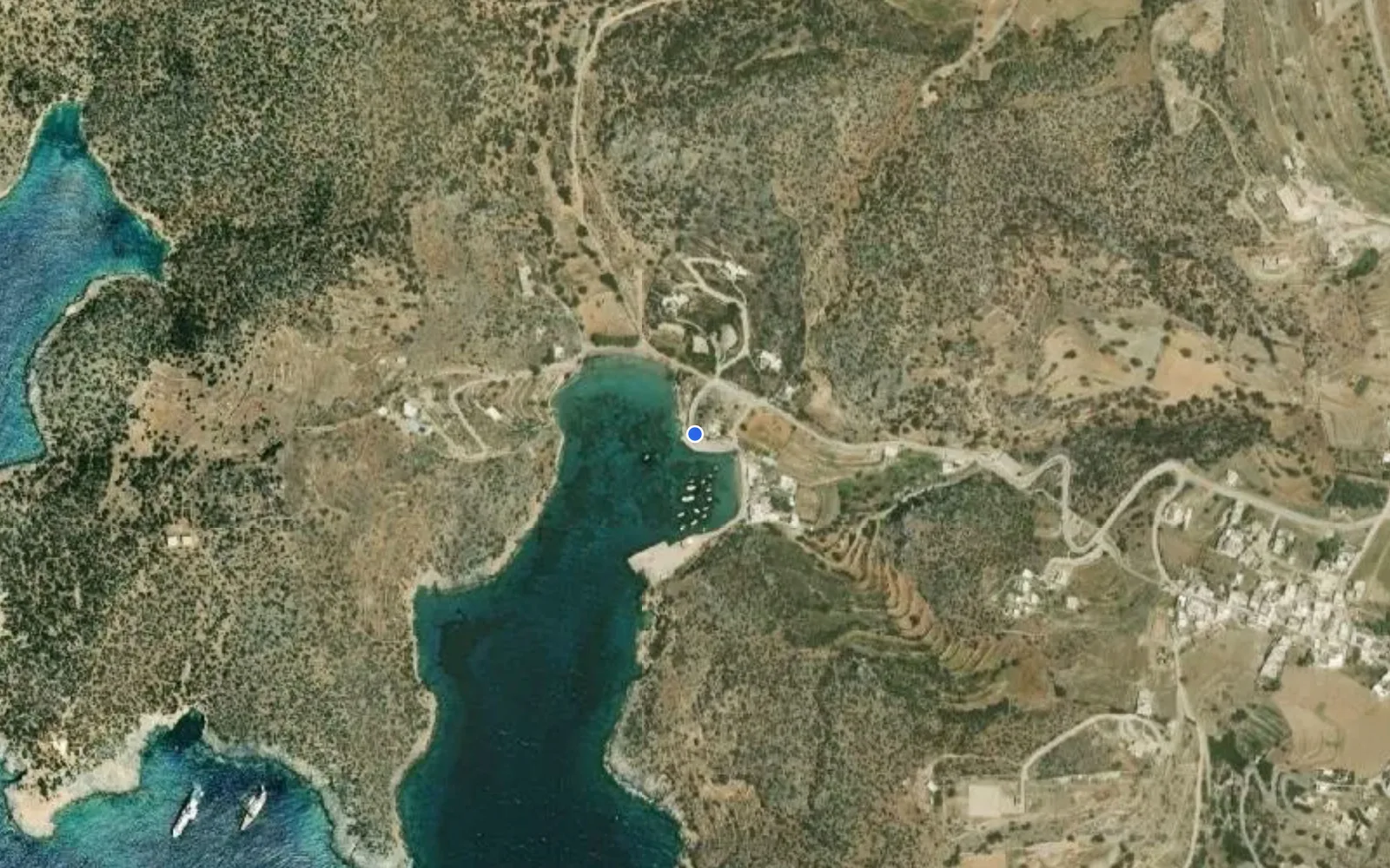 Satellite and nautical chart view of Mirsini Marina