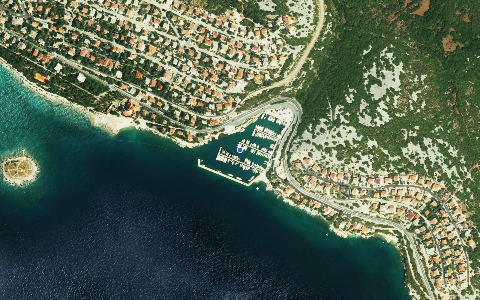 Satellite and nautical chart view of Mitan Marina