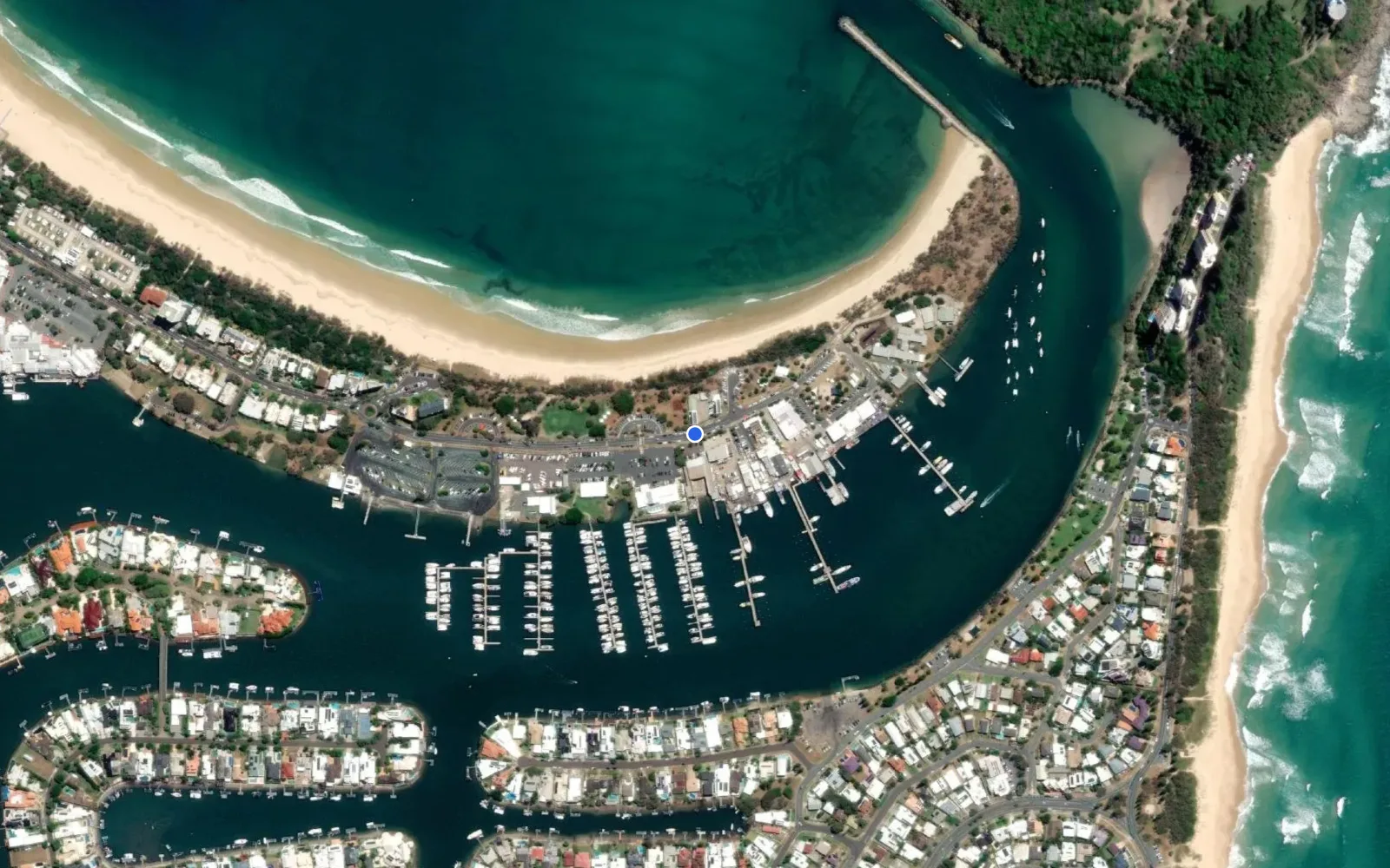 Satellite and nautical chart view of Mooloolaba Marina