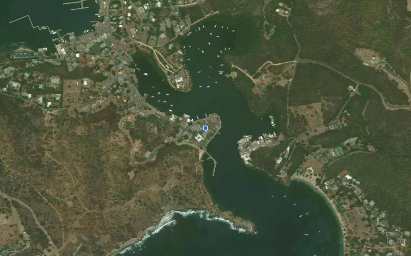 Satellite and nautical chart view of Nelson's Dockyard Marina