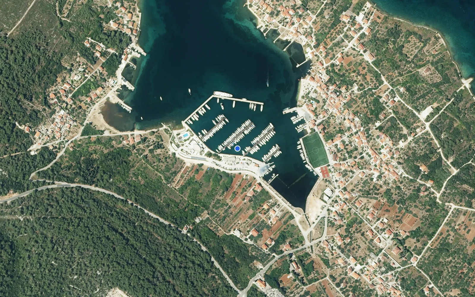 Satellite and nautical chart view of Olive Island Marina