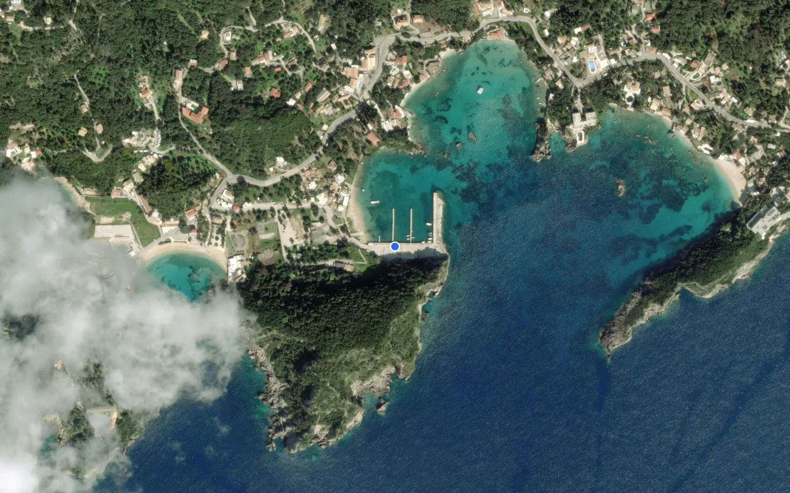 Satellite and nautical chart view of Palaiokastritsa Marina