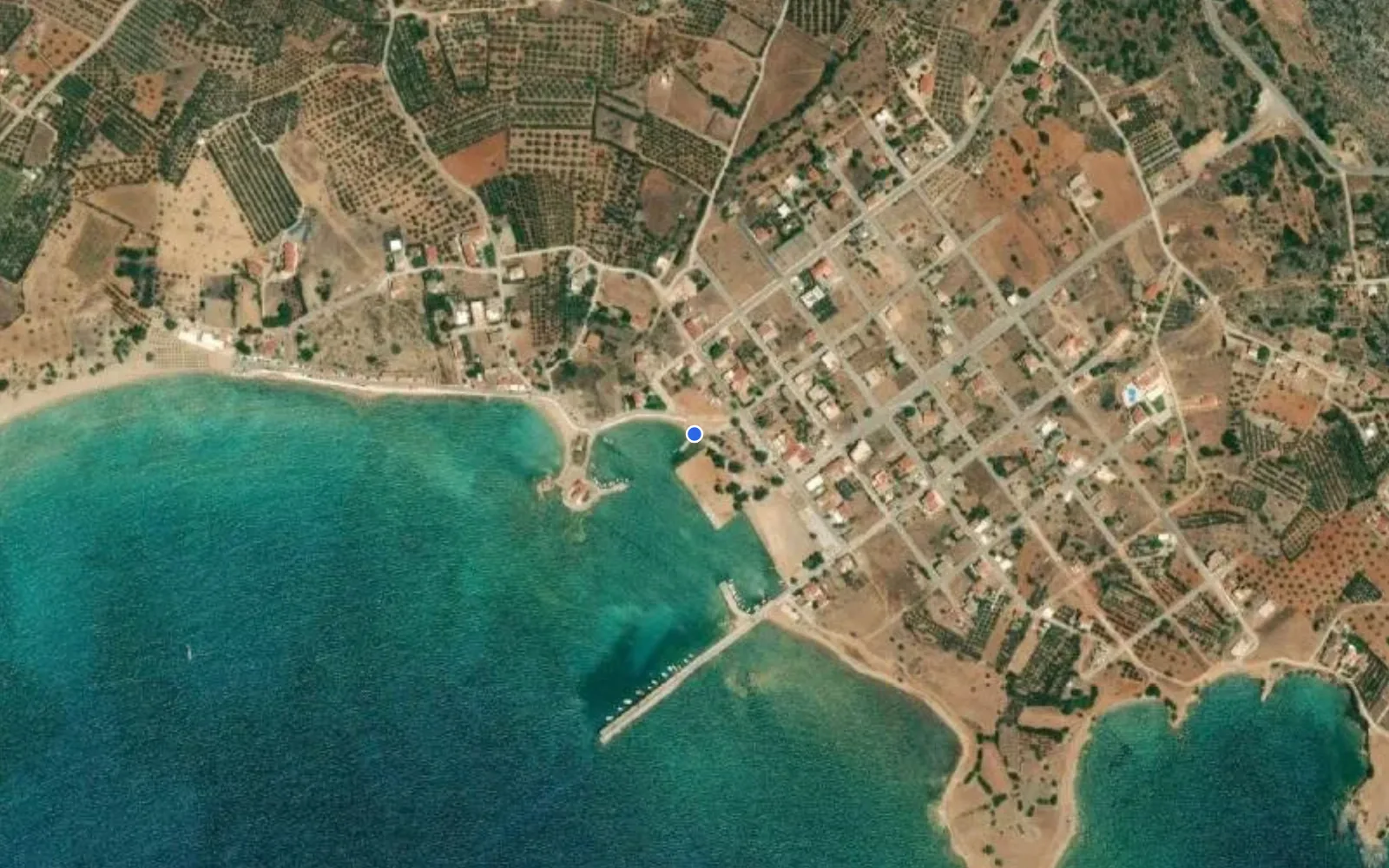 Satellite and nautical chart view of Plitra Marina