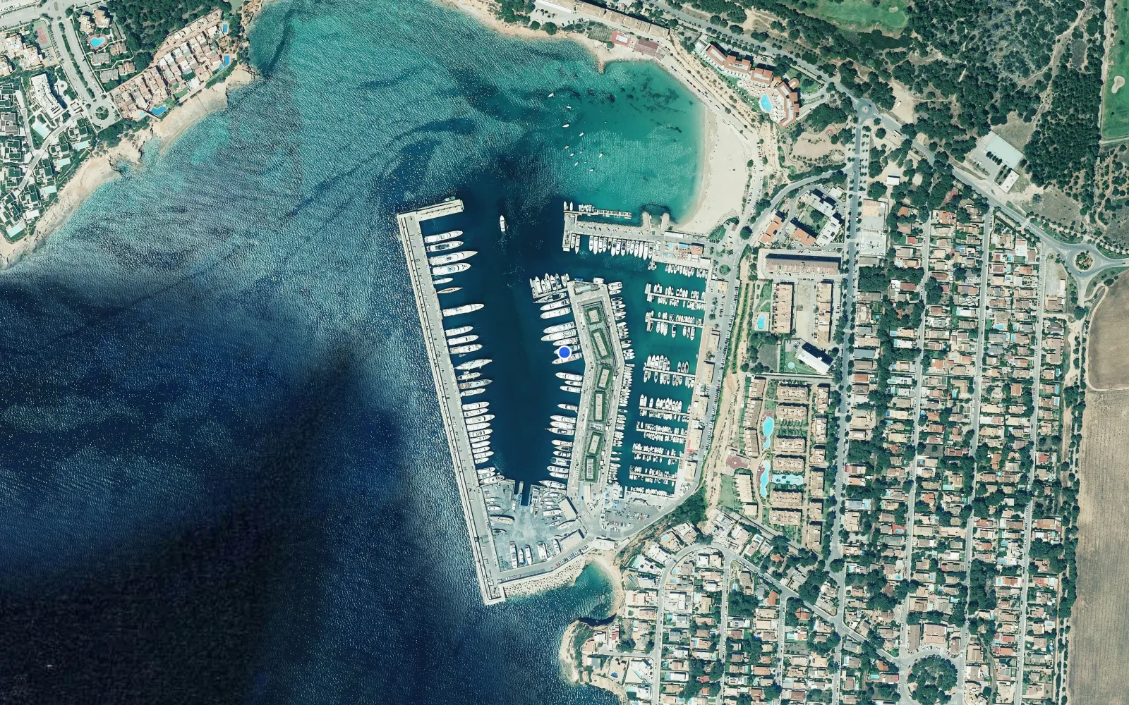 Satellite and nautical chart view of Port Adriano
