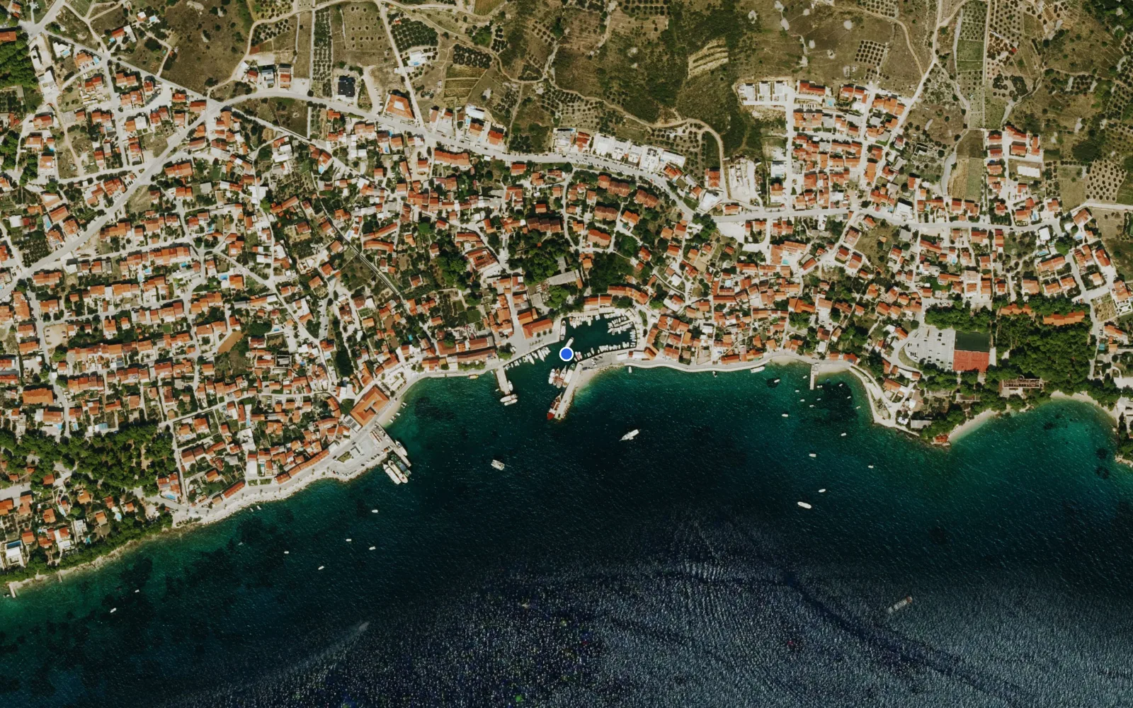 Satellite and nautical chart view of Port Bol