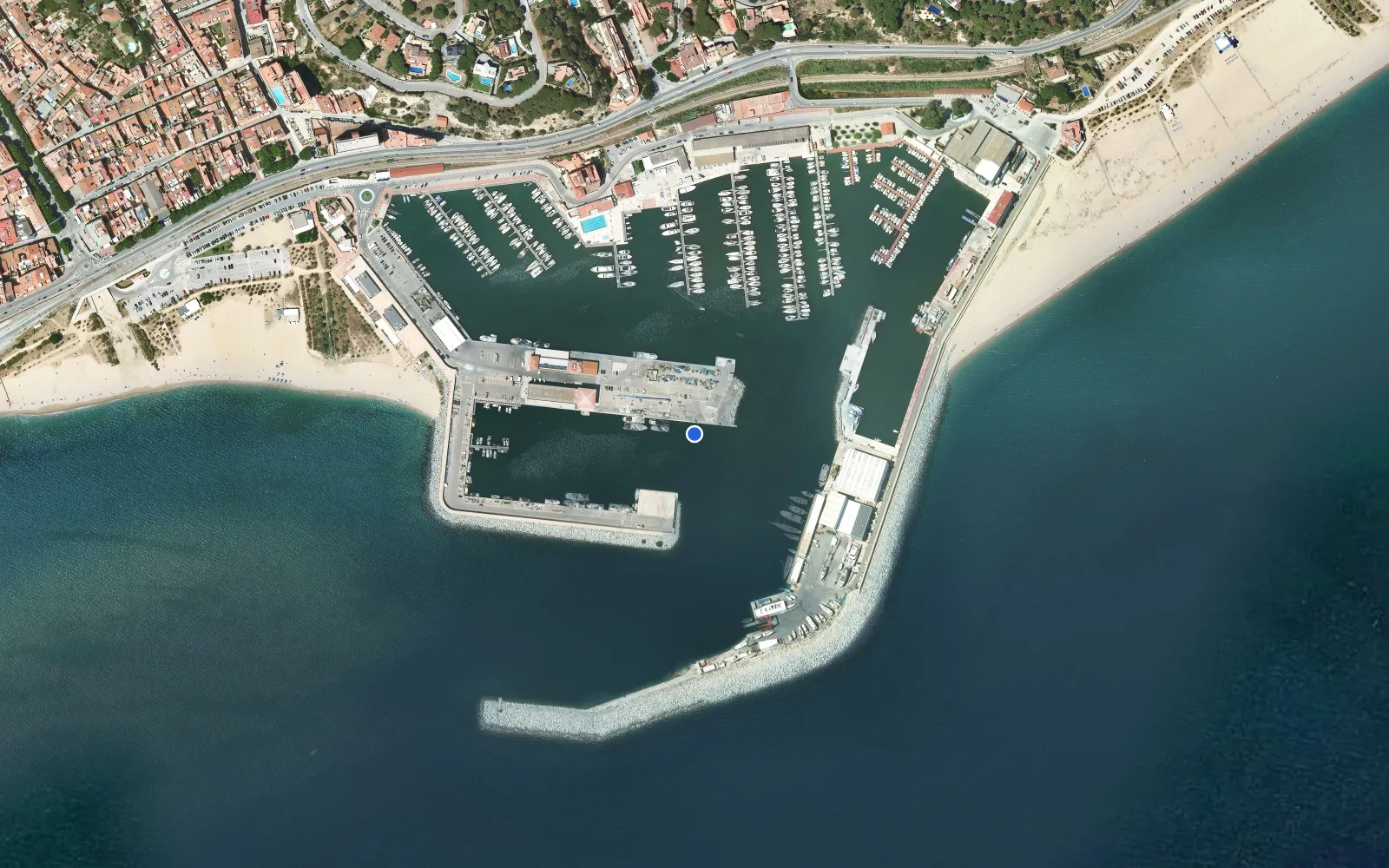 Satellite and nautical chart view of Port d'Arenys