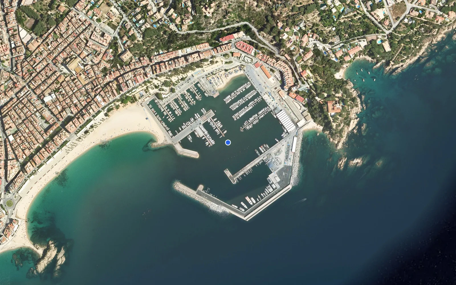 Satellite and nautical chart view of Port de Blanes