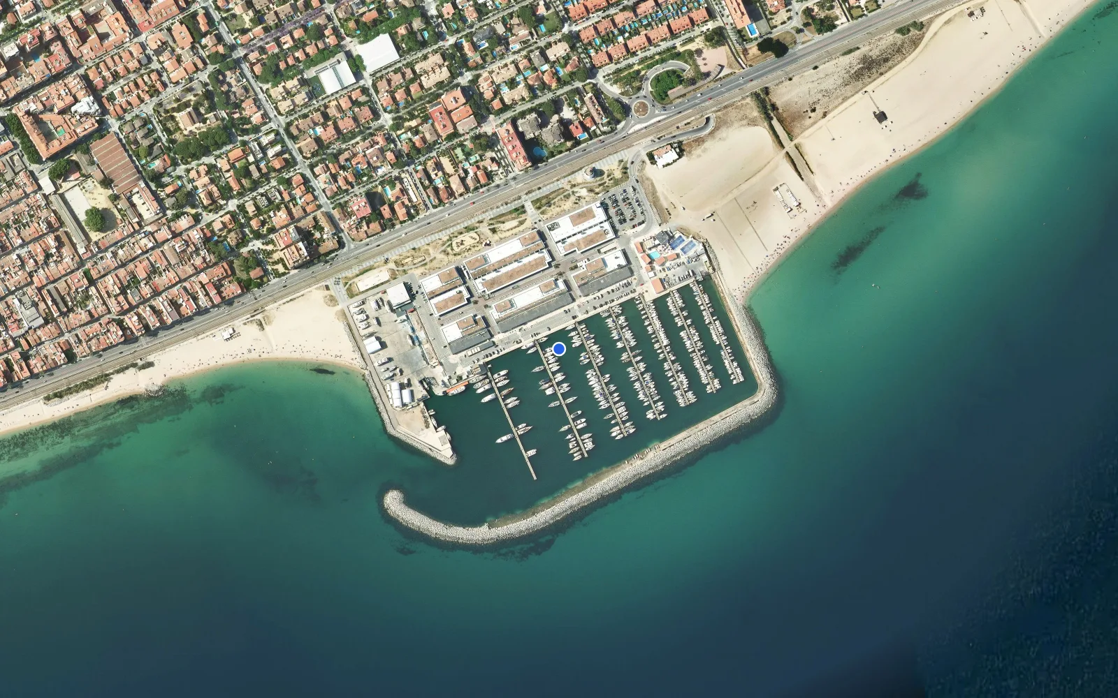 Satellite and nautical chart view of Port de Premia