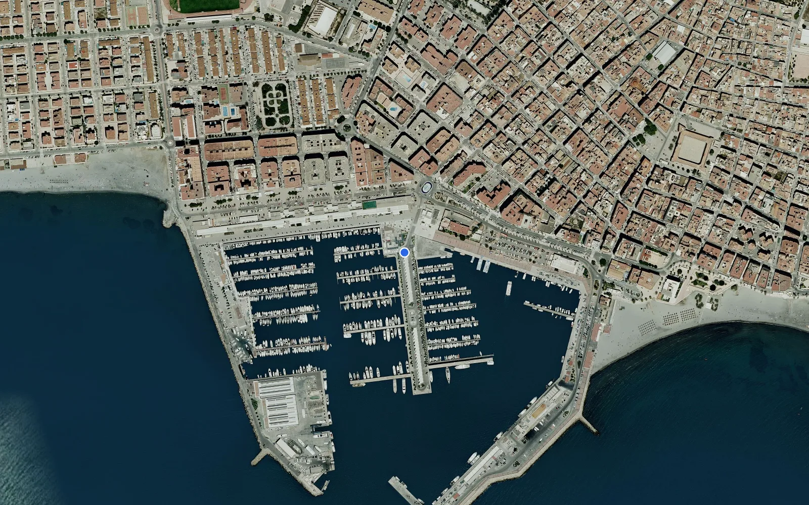 Satellite and nautical chart view of Port de Santa Pola