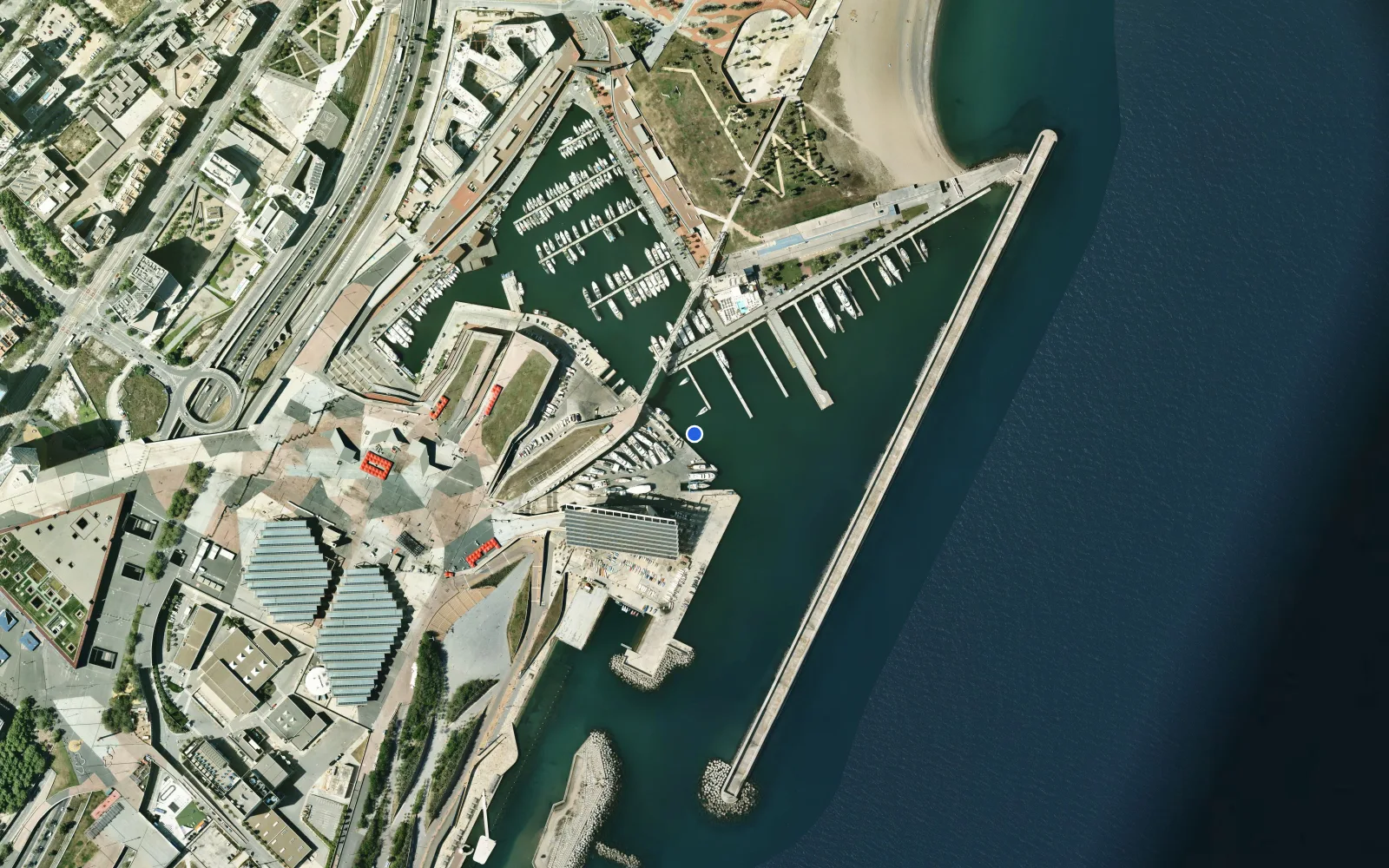 Satellite and nautical chart view of Port Forum Sant Adria