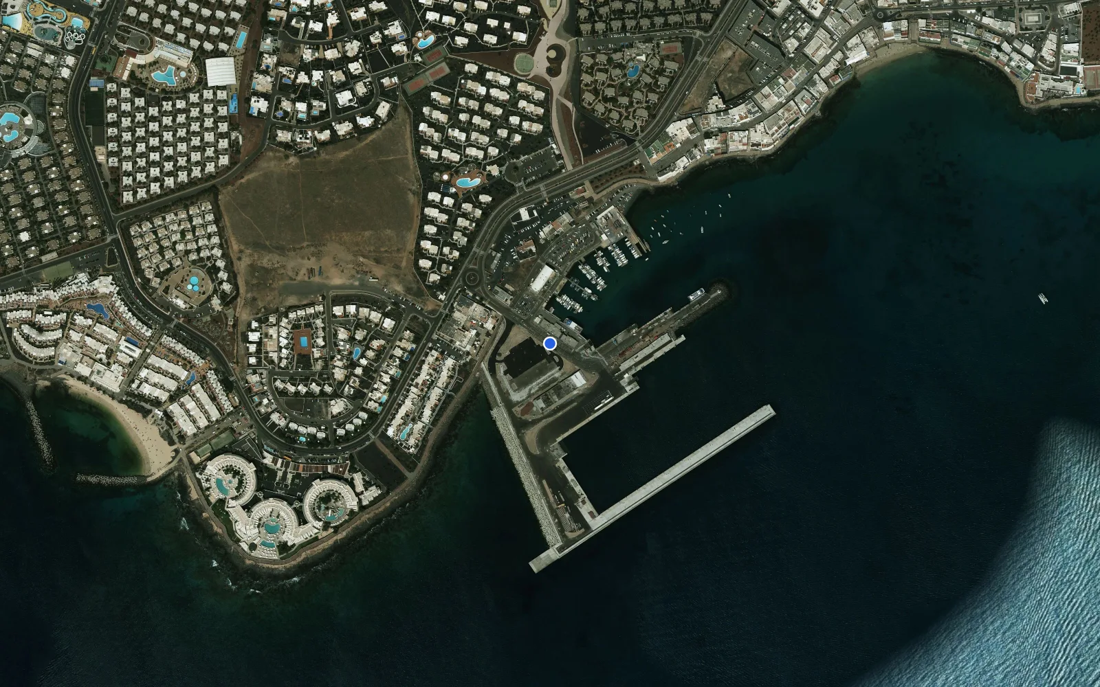 Satellite and nautical chart view of Port of Playa Blanca