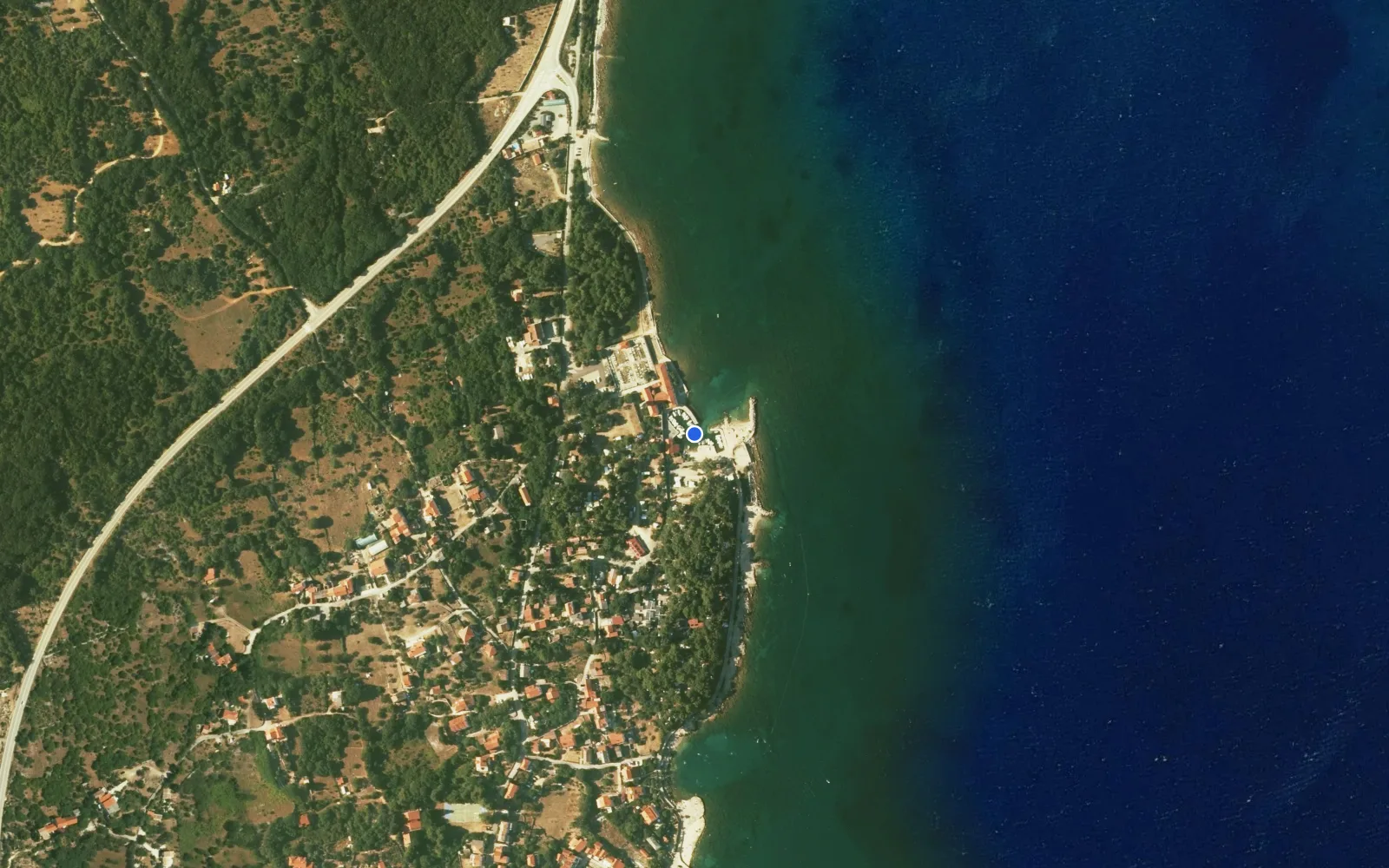 Satellite and nautical chart view of Port of Ufratar