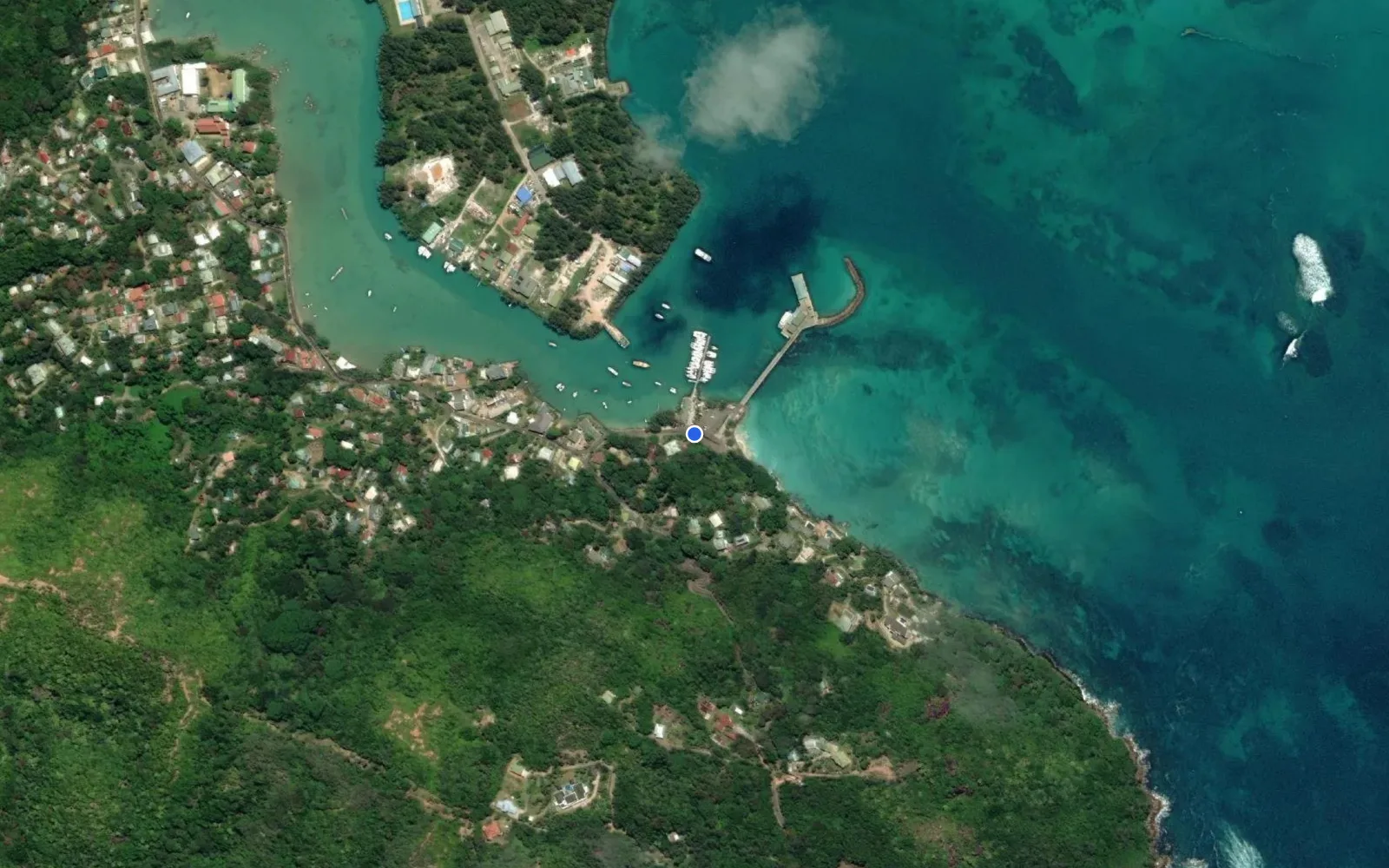 Satellite and nautical chart view of Praslin Marina