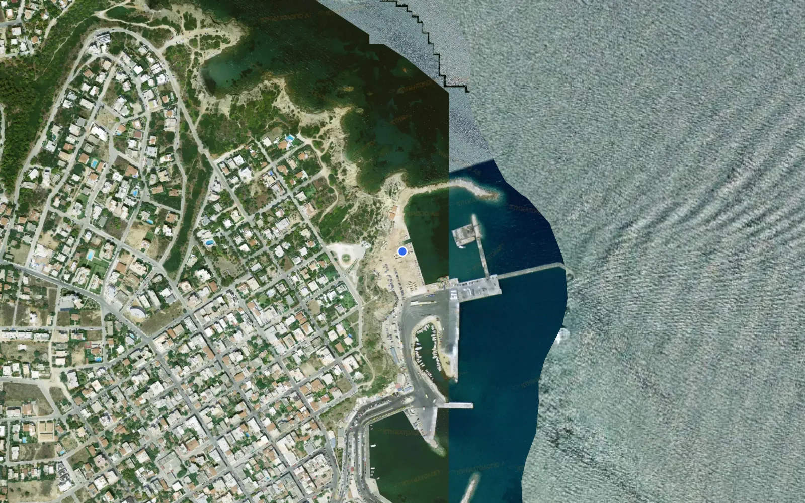 Satellite and nautical chart view of Rafina Marina