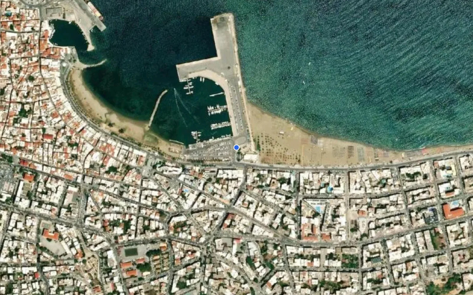 Satellite and nautical chart view of Rethymno Marina