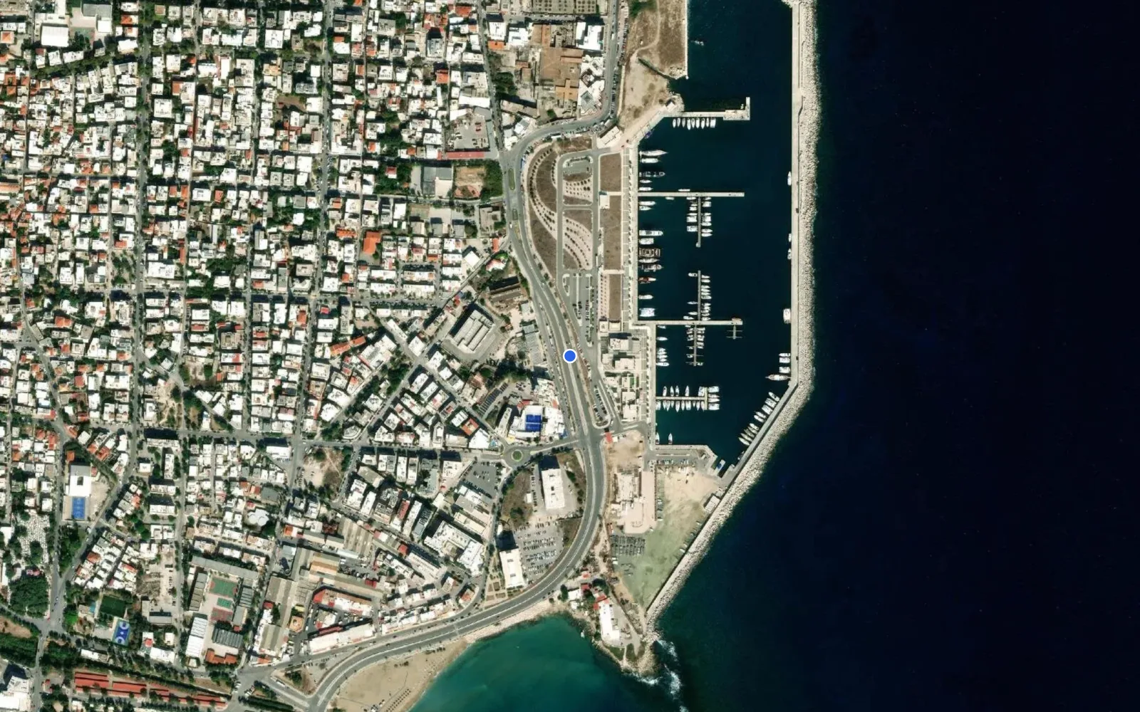 Satellite and nautical chart view of Rhodes Marina