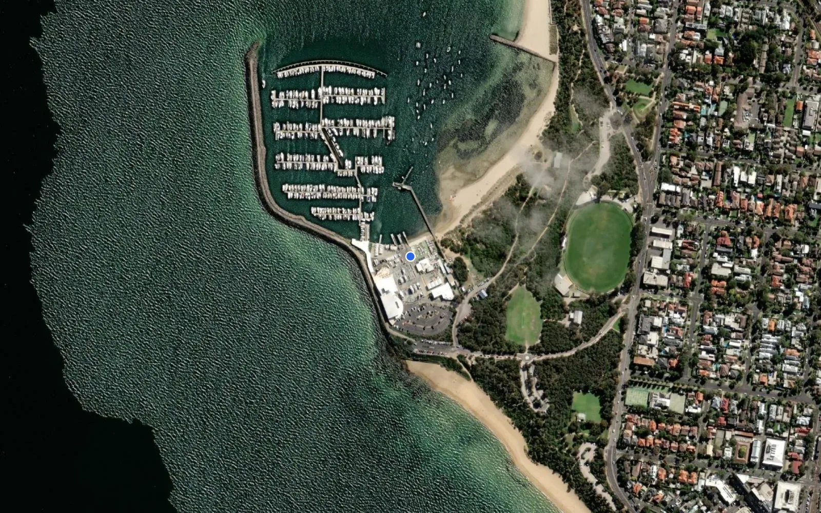Satellite and nautical chart view of Sandringham Yacht Club Marina