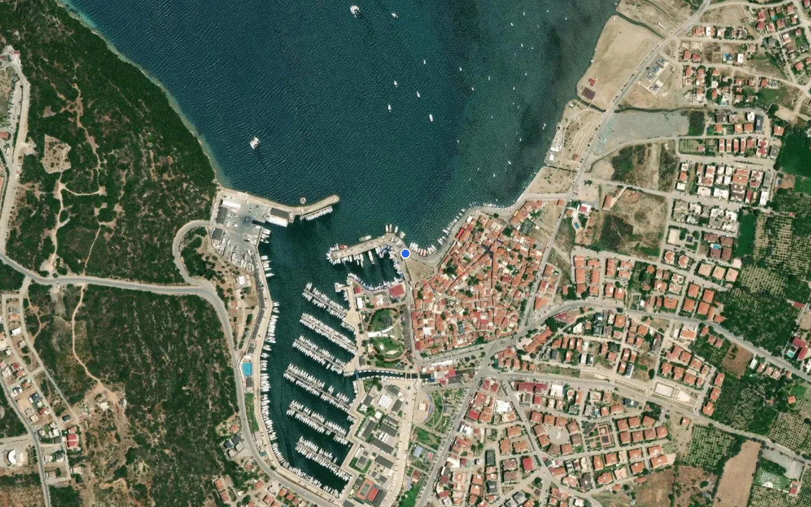 Satellite and nautical chart view of Sigacik Marina