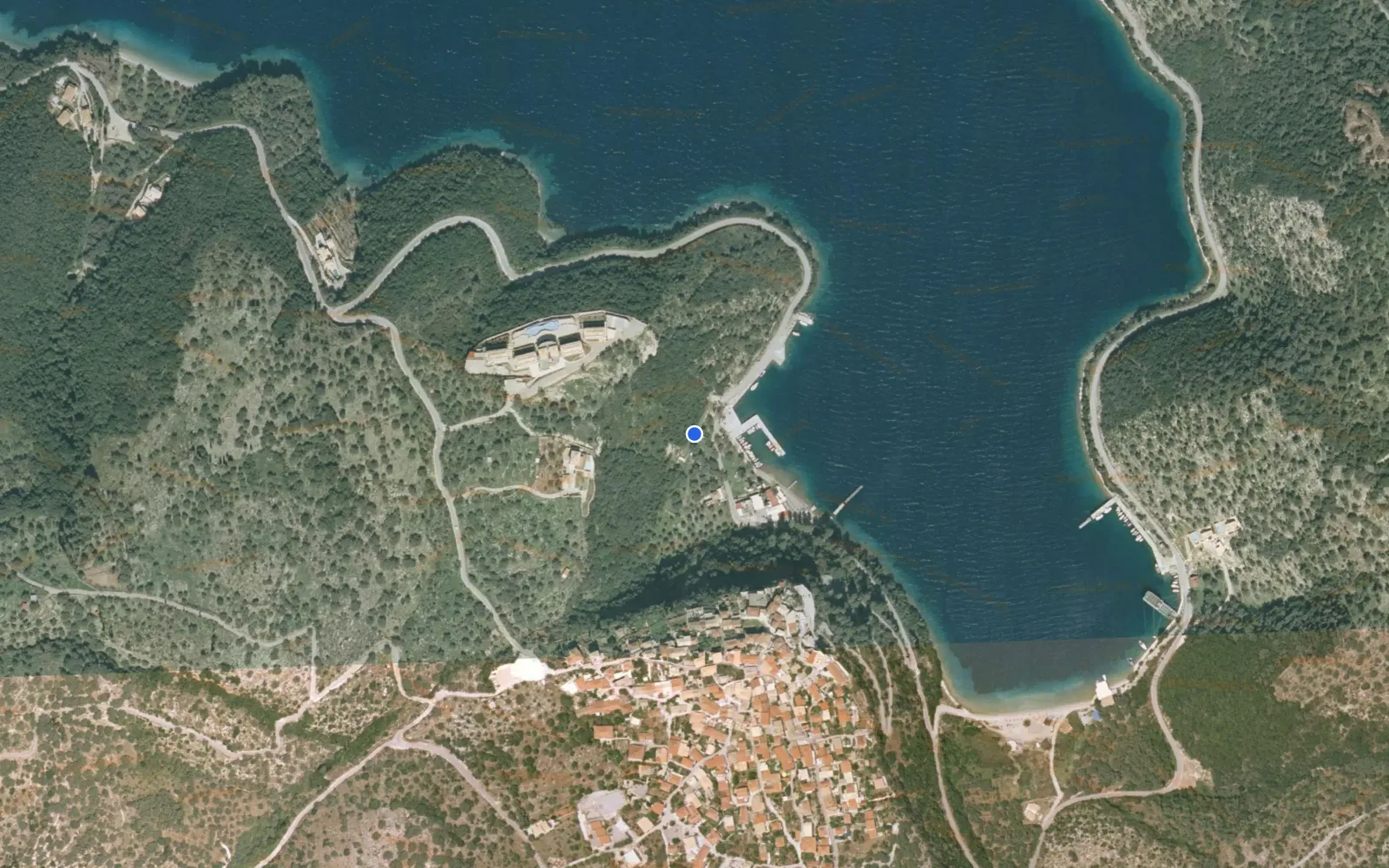 Satellite and nautical chart view of Spartochori Marina