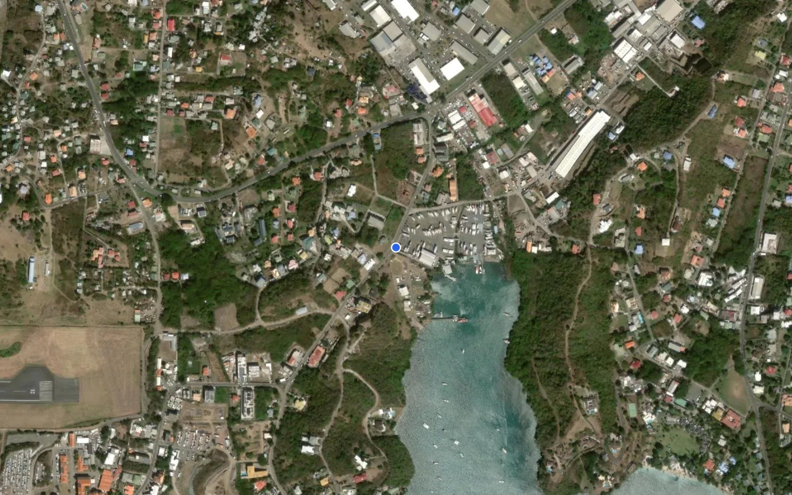 Satellite and nautical chart view of Spice Island Marina