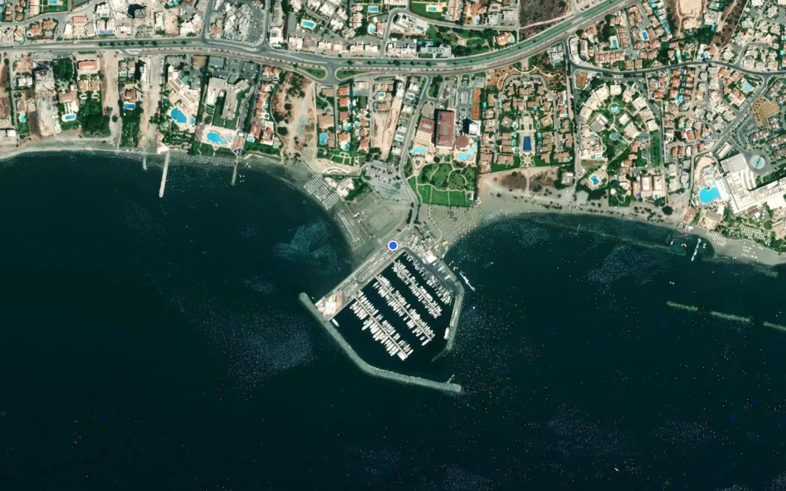 Satellite and nautical chart view of St. Raphael Marina