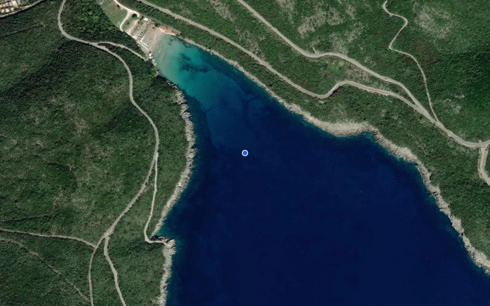 Satellite and nautical chart view of Uvala Trsteno