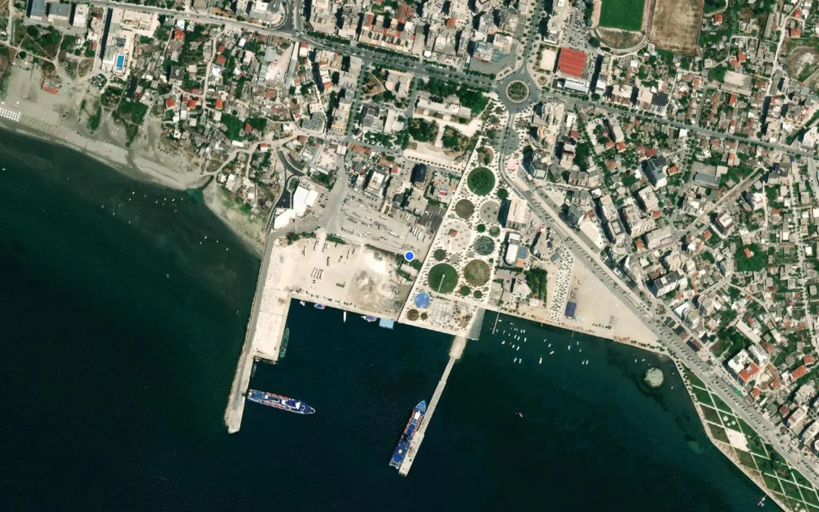 Satellite and nautical chart view of Vlora Marina