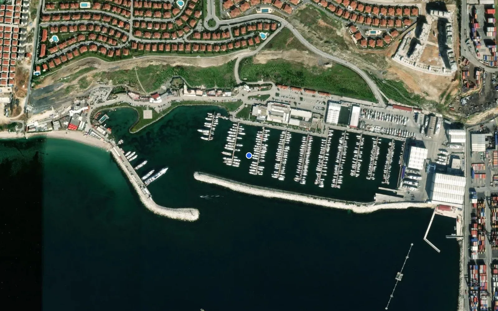 Satellite and nautical chart view of West Istanbul Marina