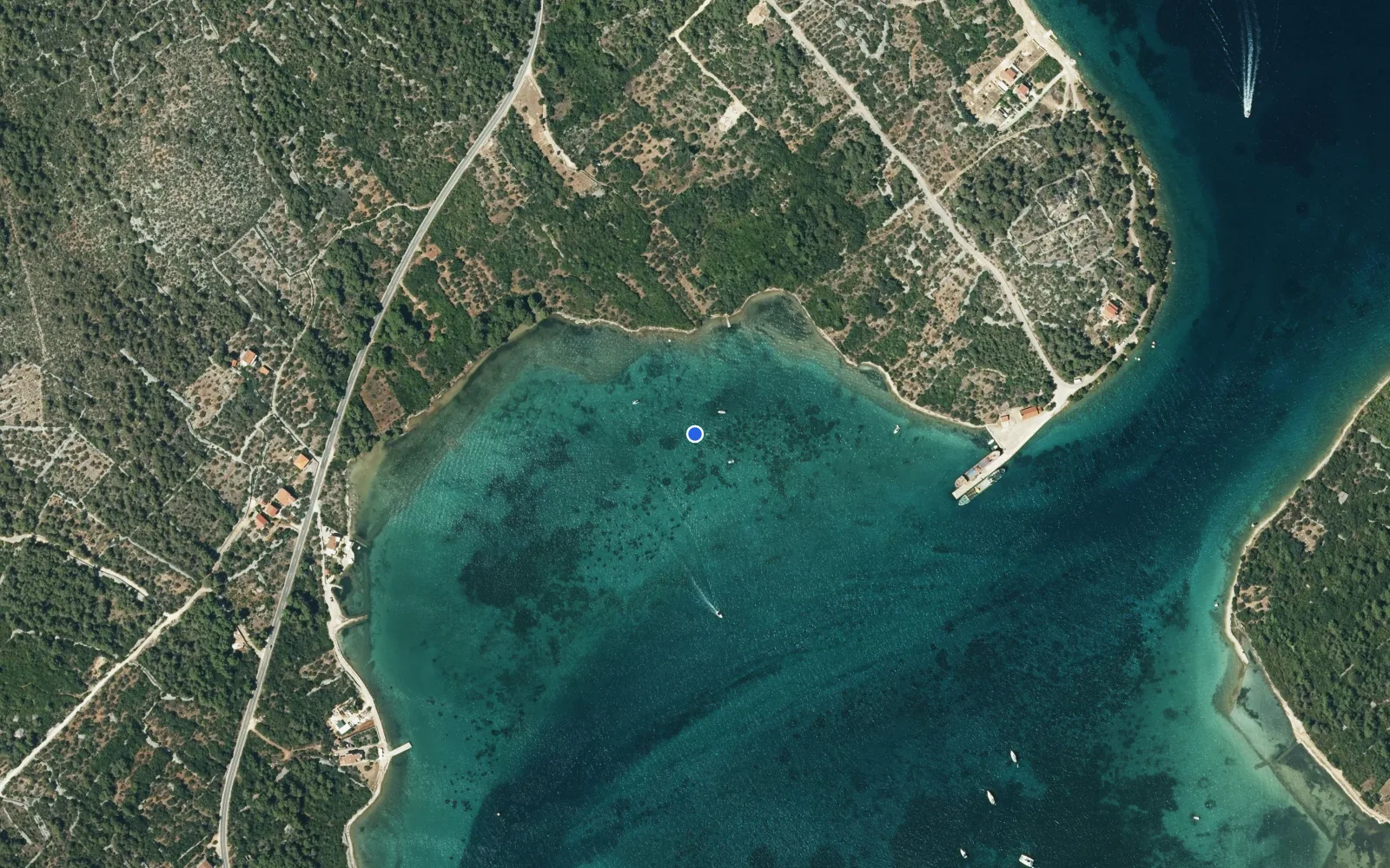 Satellite and nautical chart view of Zdrelascica, Ugljan