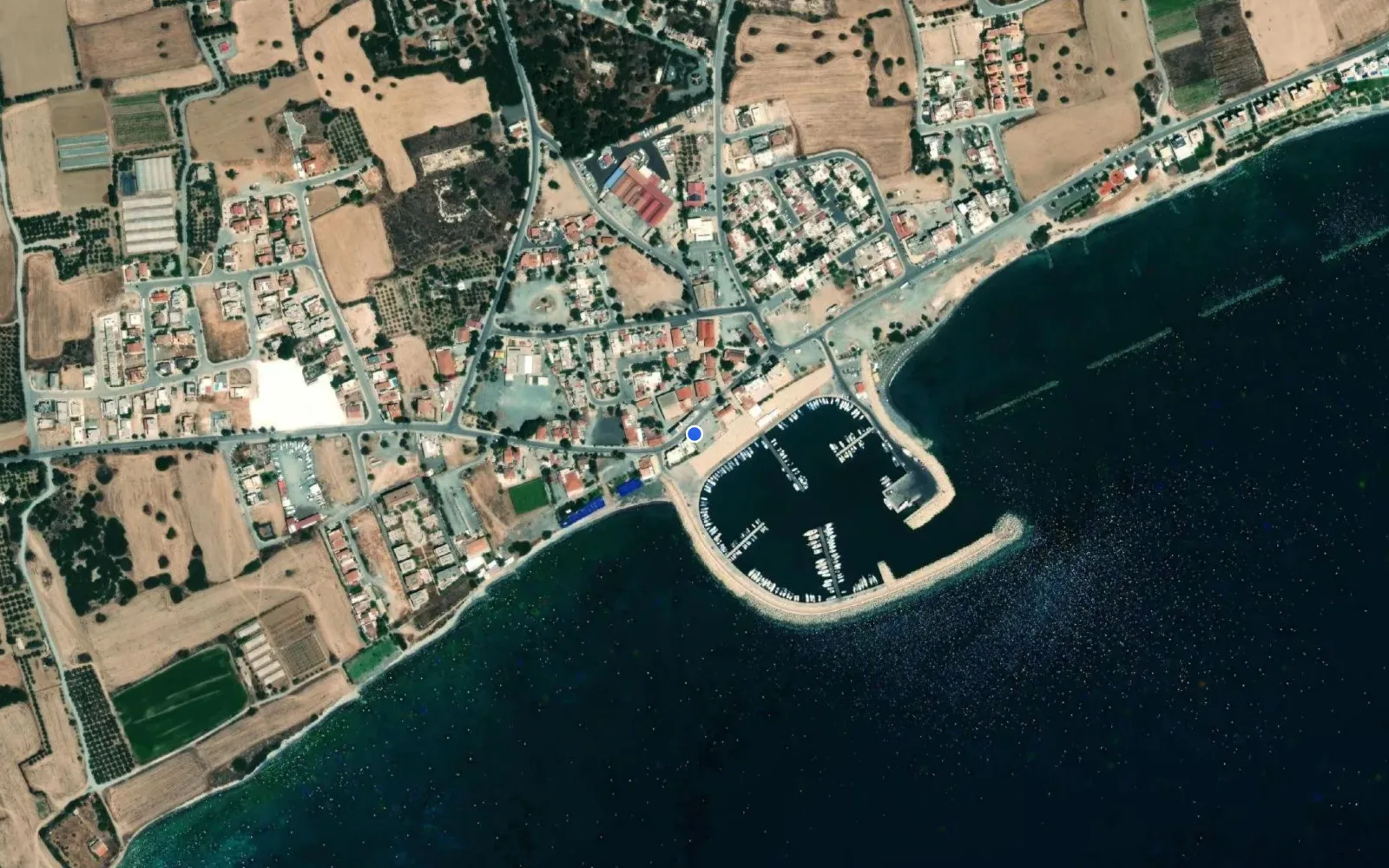 Satellite and nautical chart view of Zygi Marina